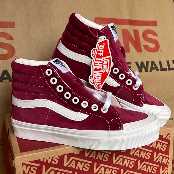 Vans Sk8-Hi Reissue 13 Velvet Beet Red/True White sneakers WMNS - Picture 6 of 16